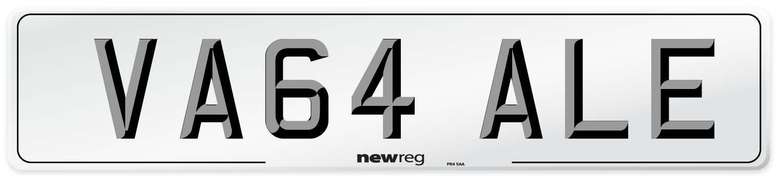 VA64 ALE Number Plate from New Reg